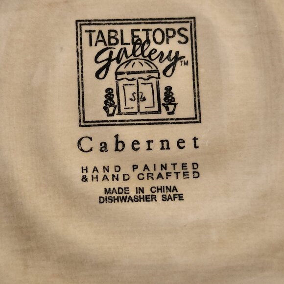 TableTops Gallery Cabernet Salad Plate Square Painted Grapes Design - Picture 4 of 7